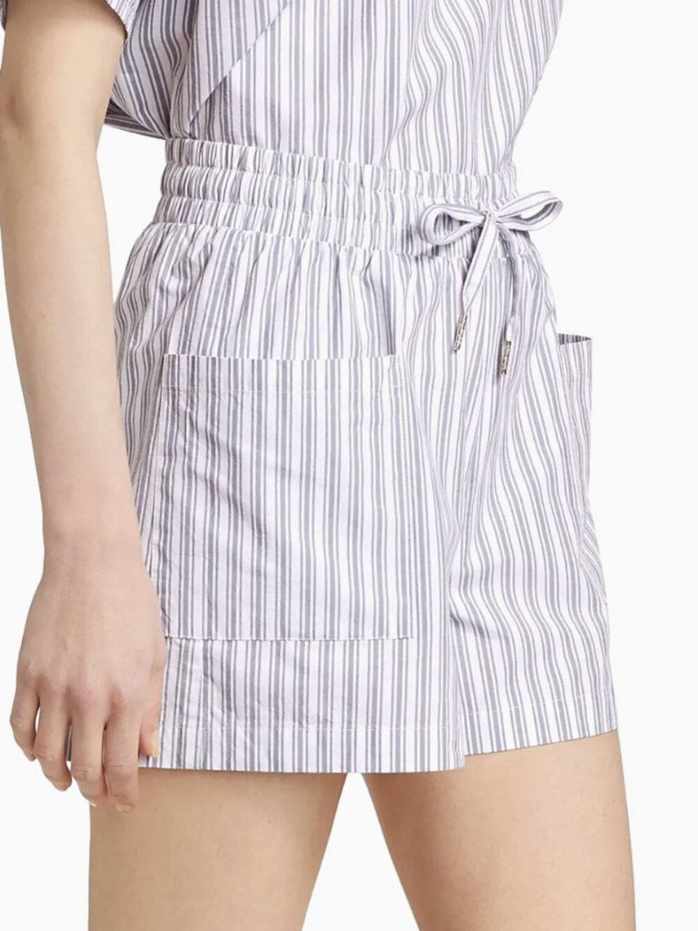 NWT Stella Dux/Saks 5th- Striped Cotton Shorts White Seaport Blue- L- MSRP $128 - Picture 3 of 15